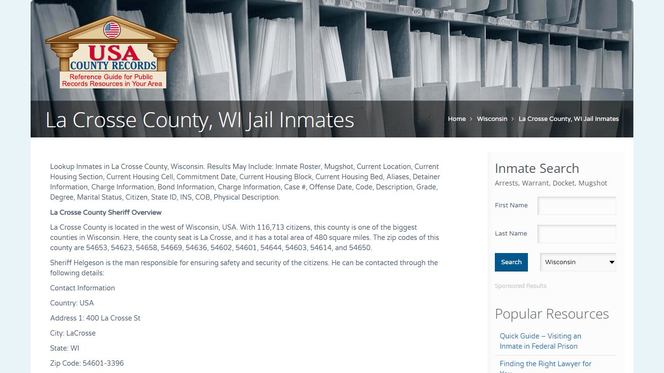 La Crosse County, WI Jail Inmates | Name Search